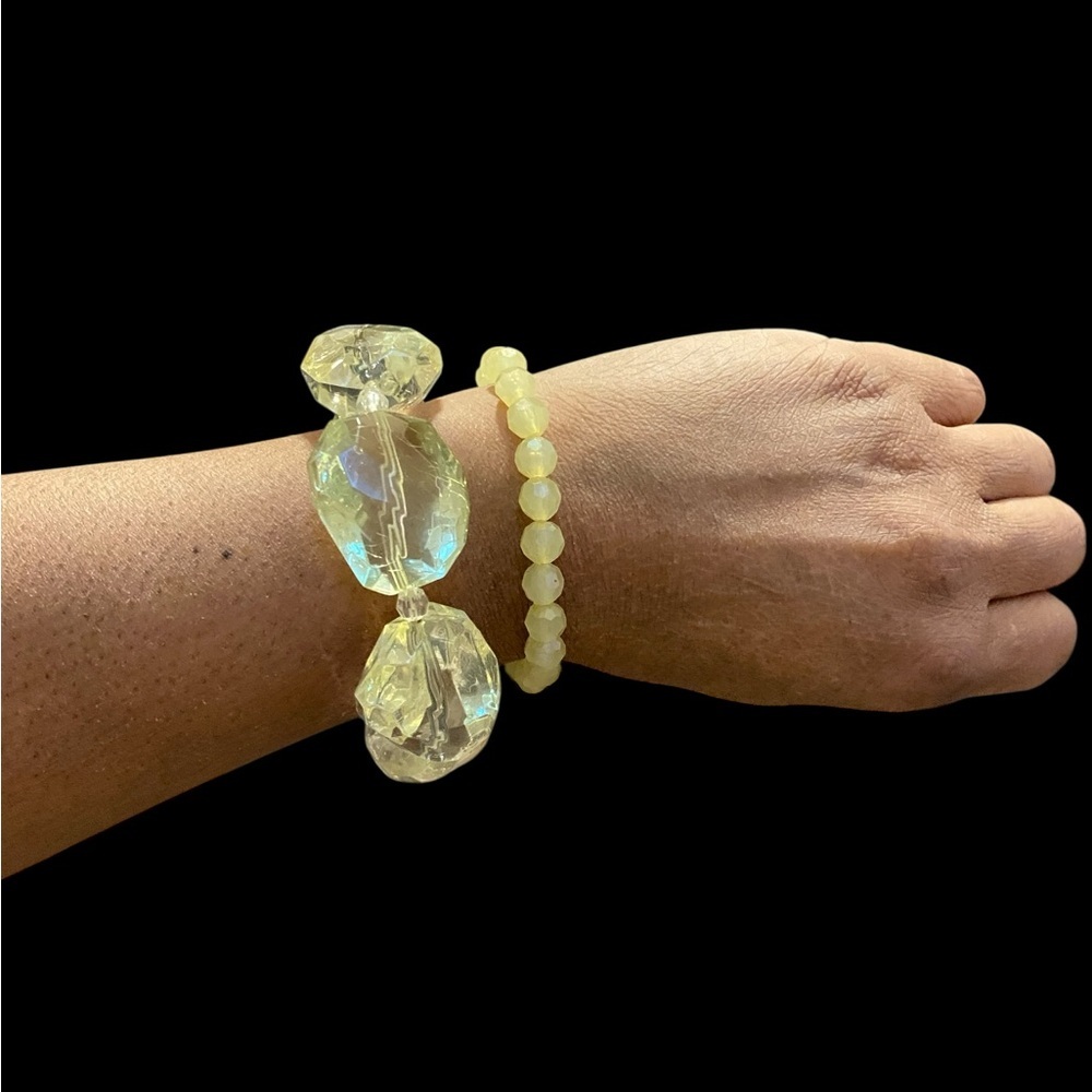 Elegant Canary Yellow Beaded Bracelet Set